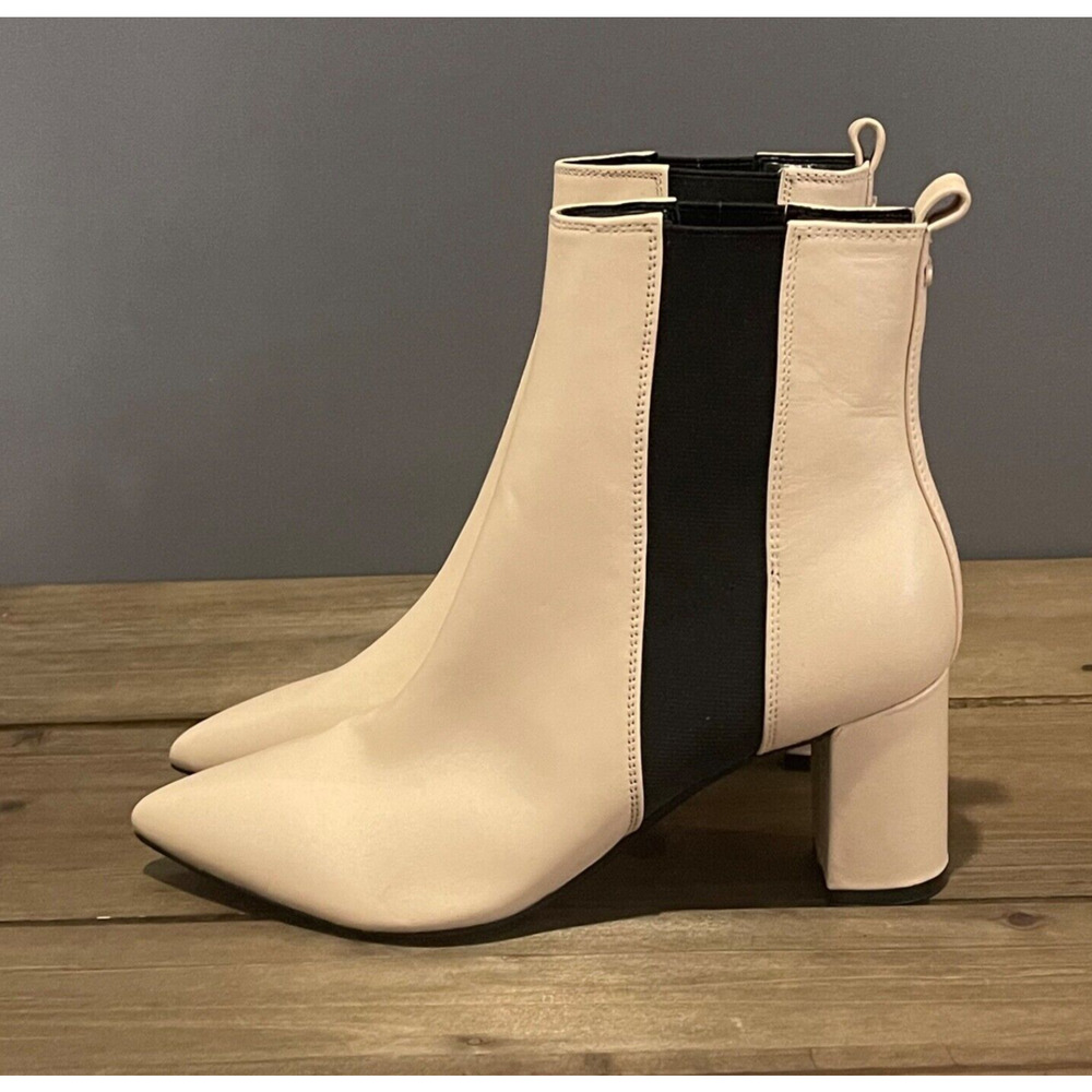 Calvin Klein Women's Feli Ankle Dress Booties Size 7 Beige Pointed Toe Pull On - Picture 6 of 14